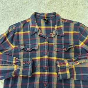 Patagonia Womens Blue Red Fjord Organic Cotton Midweight Flannel Shirt Sz M